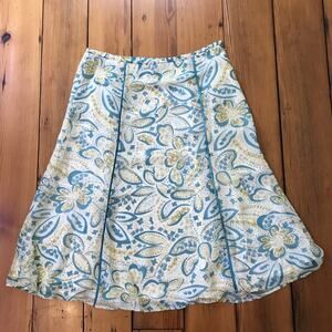 Norton McNaughton Blue Green Floral Paisley Travel Quick Dry Poly Skirt 10 32"